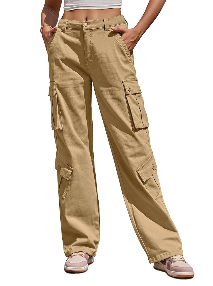 ZMPSIISA Women Pants High Waisted Cargo Pants Combat